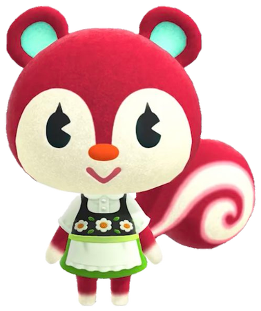A transparent of Poppy a red squirrel villager from Animal Crossing New Horizons