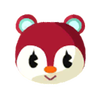 a transparent of the animal crossing villager poppy's head